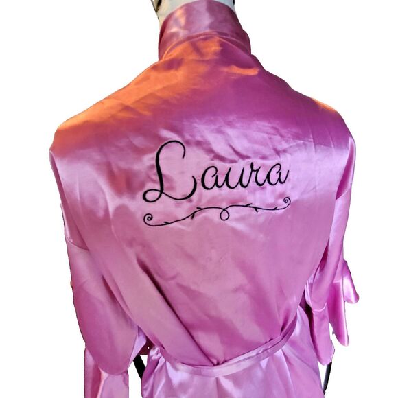 Pink Satin Ruffle Robe One Size "Laura" - Picture 3 of 3